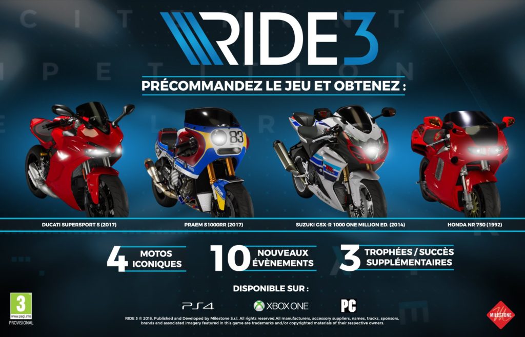 RIDE 3, on connait la date de sortie et la liste des motos du jeu !