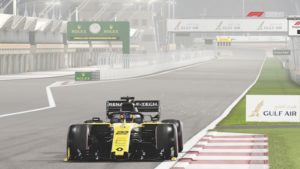 Formule 1 : image tirée du jeu F1 2019 d'une Renault sur le circuit de Bahreïn