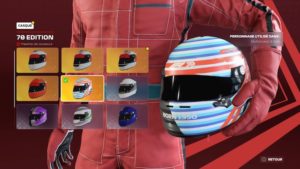 Le menu de création des casques de notre personnage