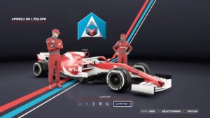 F1 2020 : Le menu du création du mode My Team