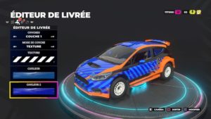 Menu de création de son véhicule