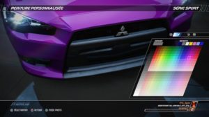 Need For Speed : Le menu de personnalisation de la peinture de son véhicule