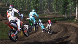 Plusieurs motos en saut dans le jeu