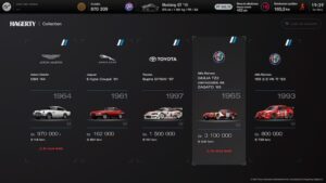 GT7 : Certaines des voitures du "Concessionnaire de voitures légendaires"