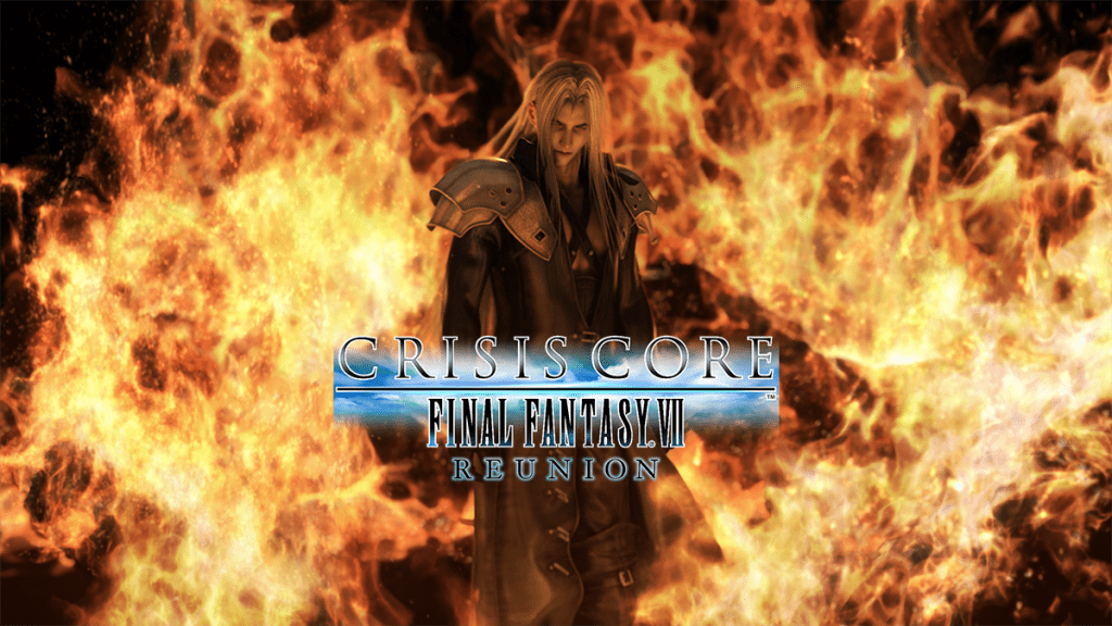 Crisis Core Final Fantasy VII Reunion Sephiroth entouré de feu