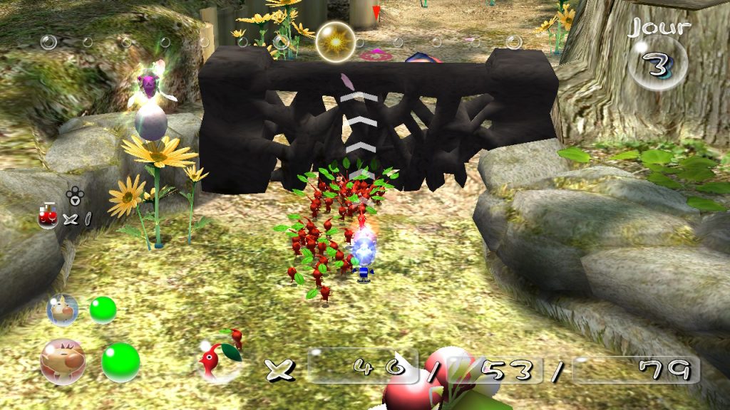 Les Pikmin cassent un mur