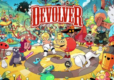Tous les personnages de Devolver avec le nom du studio par dessus pour le Devolver Direct 2024