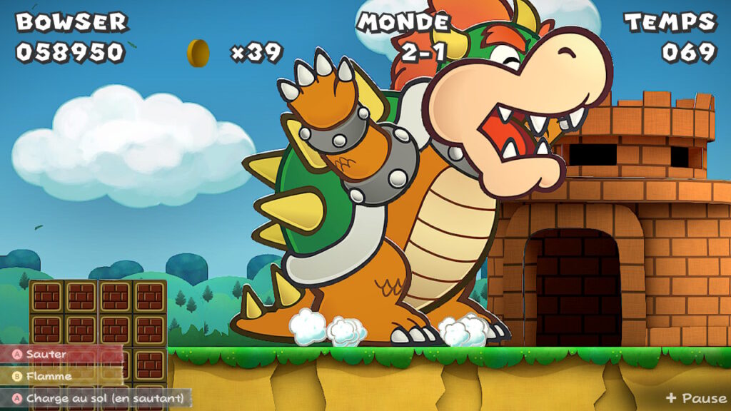 Bowser géant devant un chateau, remake du premier Super Mario
