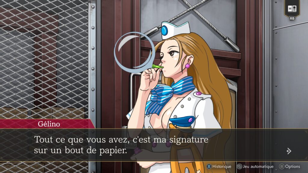 Une hôtesse de l'air dans Ace Attorney Investigations