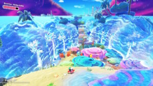 Kirby avec la mer écartée dans Kirby et le Pays des Étoiles Filantes