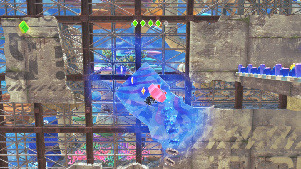 Kirby en roue crantée sur un mur dans Kirby et le Pays des Étoiles Filantes