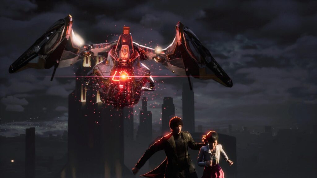 Kazer et Louisa fuient en se tenant la main et se dirigent vers l'objectif dans Lost Soul Aside