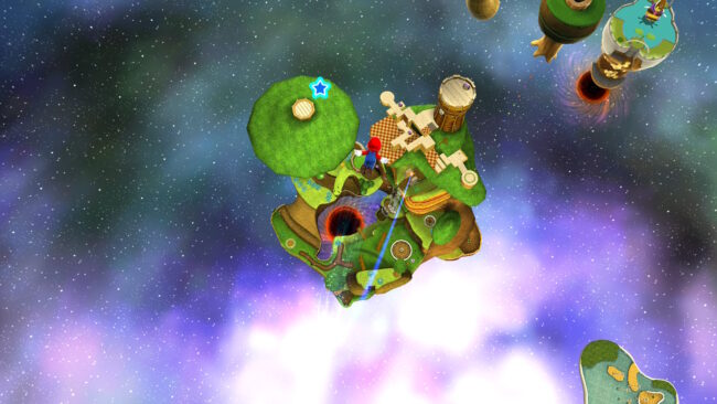 Mario s'envolant vers une planète dans Super Mario Galaxy