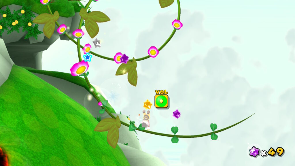 Mario tourne autour d'une liane dans Super Mario Galaxy 2