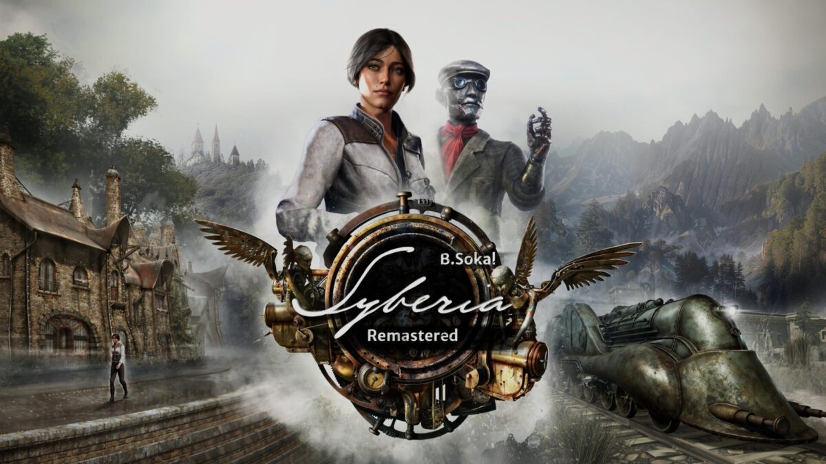 Kate Walker et Oscar en gros plan devant Valadilene avec le titre Syberia Remastered marqué devant
