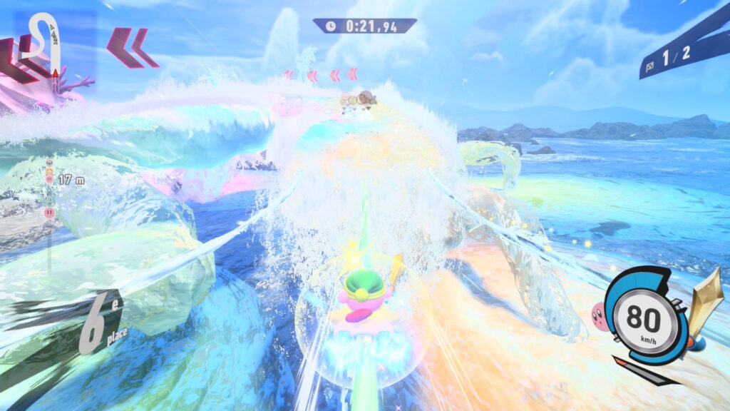 Une course de Kirby Air Riders