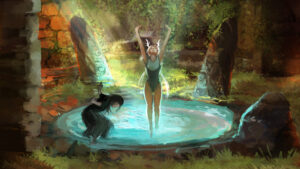 Scène de danse au milieu de la nature dans After the Wane