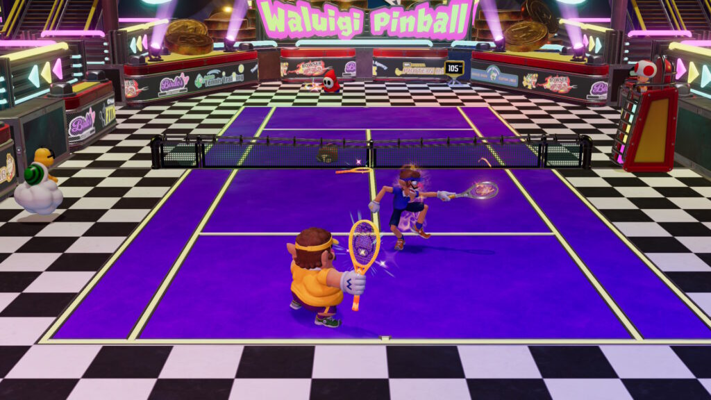 Match double avec Wario et Waluigi dans Mario Tennis Fever