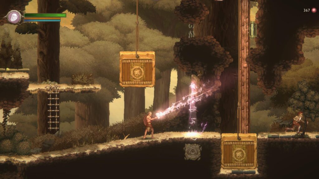 Kratos utilisant l'un de ses pouvoirs dans God of War Sons of Sparta