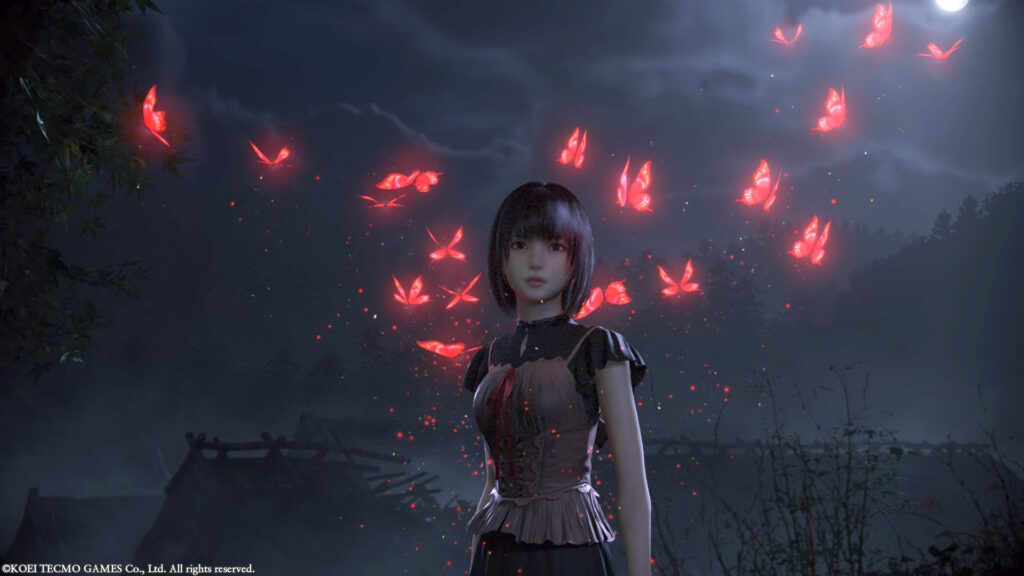 Mayu dans Fatal Frame II, entourée de papillons rouges