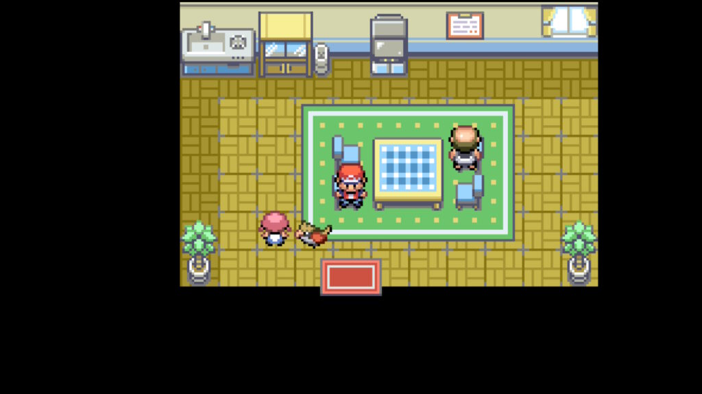 Le héros dans une maison dans Pokémon Vert Feuille