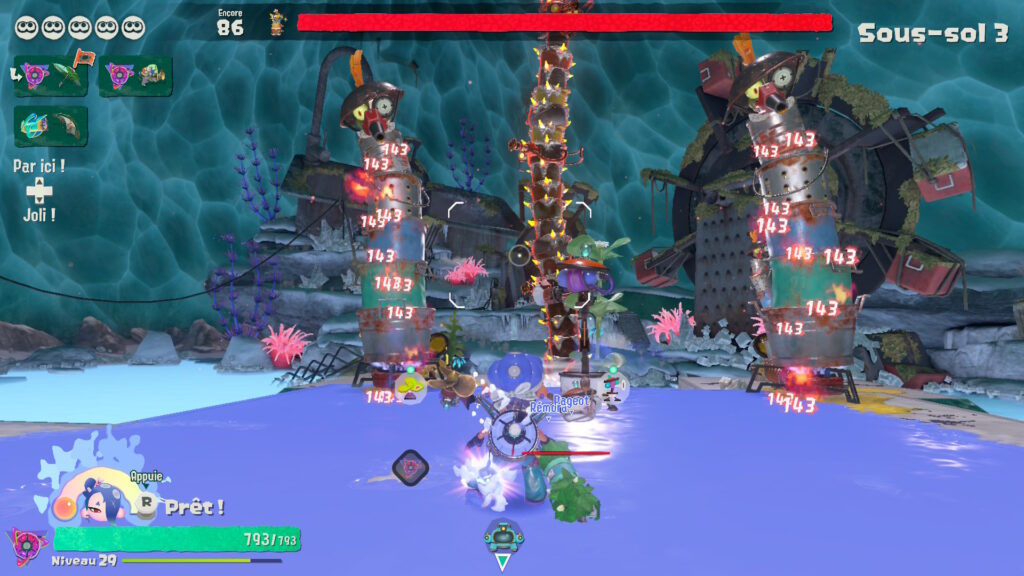 Combat de boss dans Splatoon Raiders